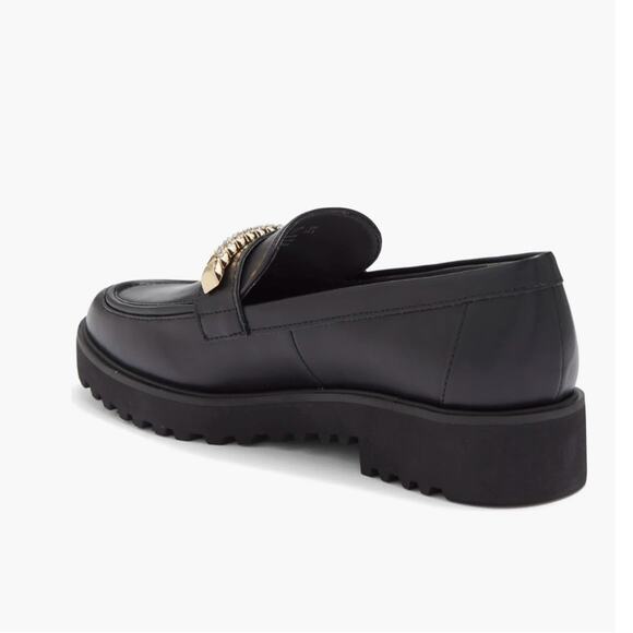 Franco Sarto Carol Women Black Loafers Size 11 Boing Gold & Jewels Accent New - Picture 3 of 6